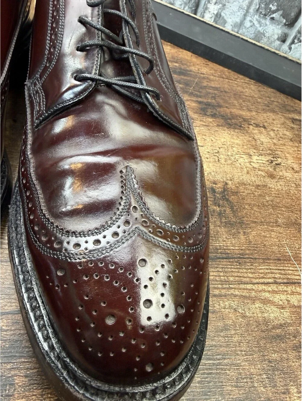 Vtg 1960s Florsheim Imperial 93605 Shell Cordovan Longwing 10.5 3E Green Lab